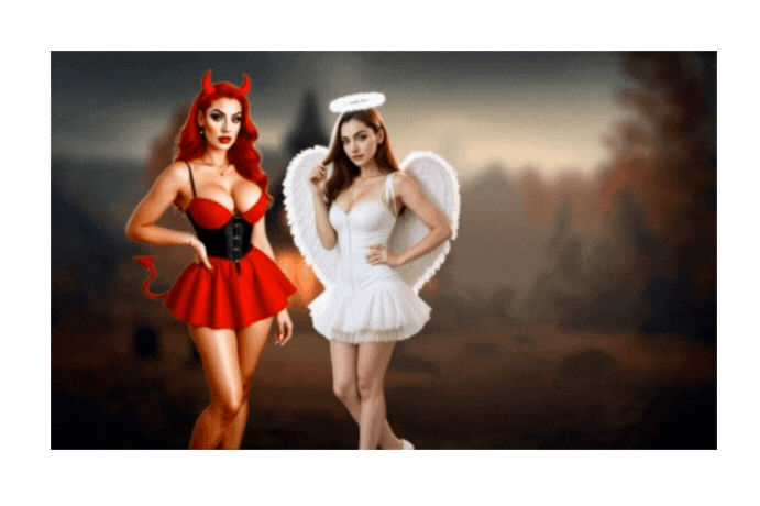 Angel Mistress & Devil Mistress two-girl tease
