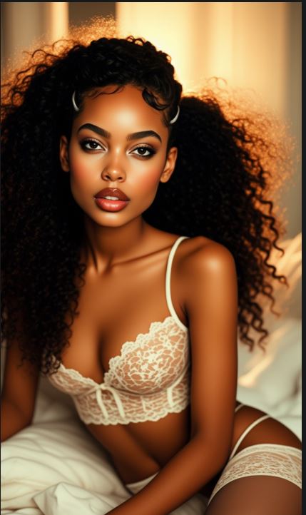 Nyx in soft neon—velvet shadows and a knowing smile