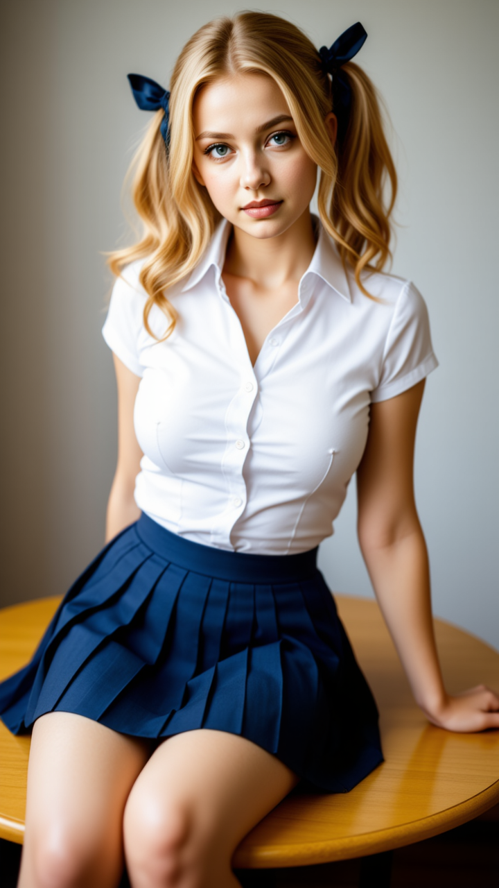 Ava Monroe flirty school girl pose 2