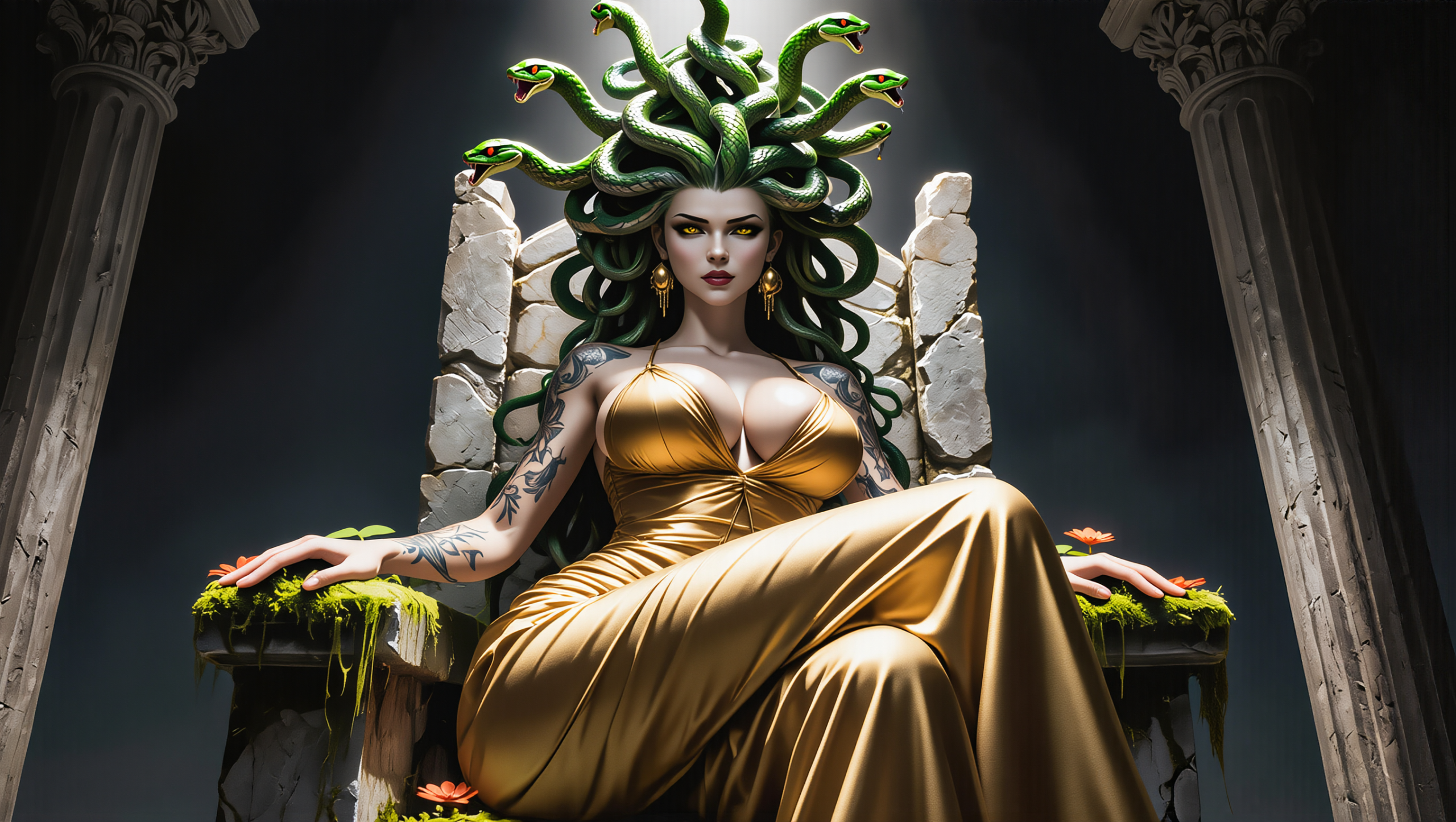 “Medusa performs a hypnotic sensual dance in this erotic fantasy dark fantasy temple.”