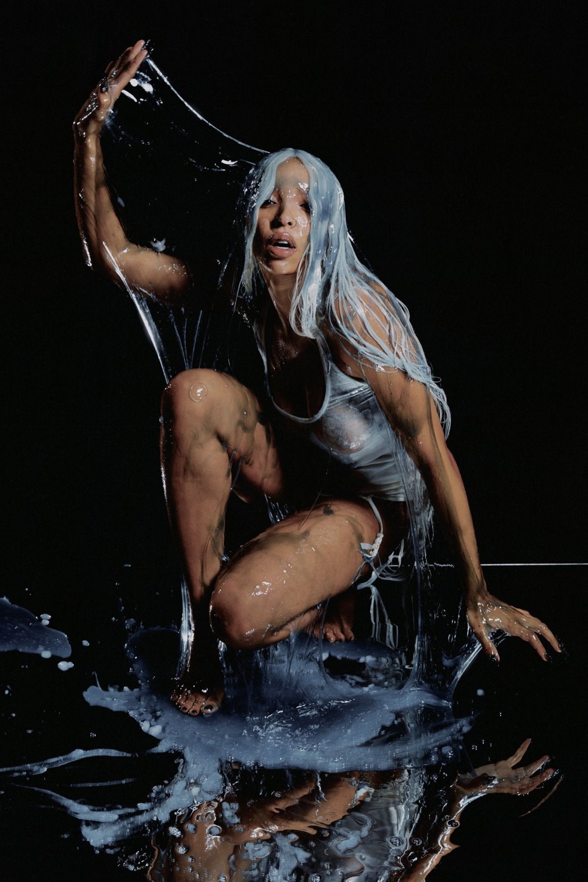 Jazmine glazed and dripping after a bukkake drenching